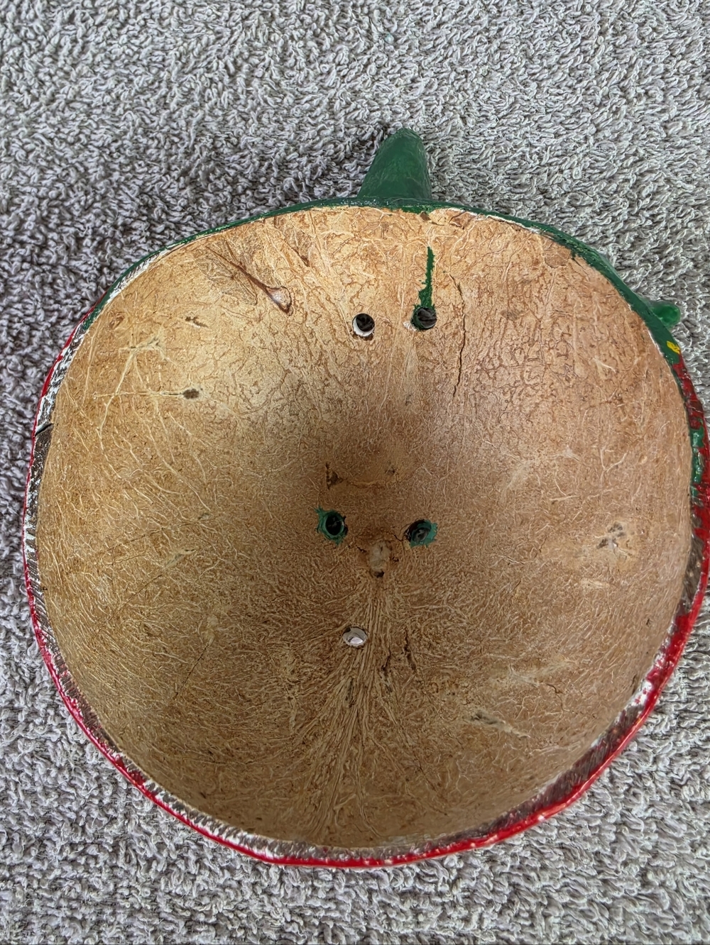 Vintage Red Tomato Face Coconut Shell Decorative - Picture 5 of 6
